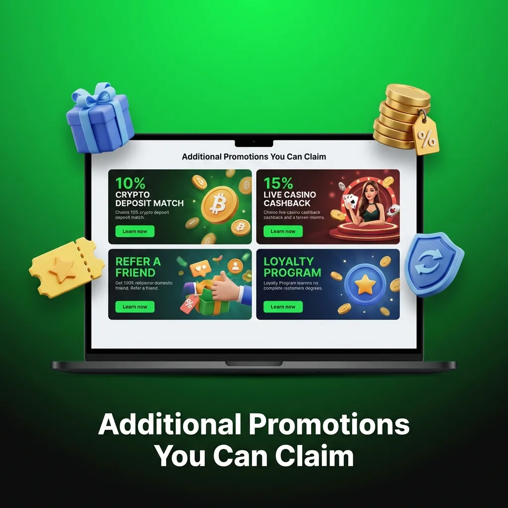 Casino promotions including reload bonuses, cashback offers, referral rewards, VIP program tiers, and tournament prizes